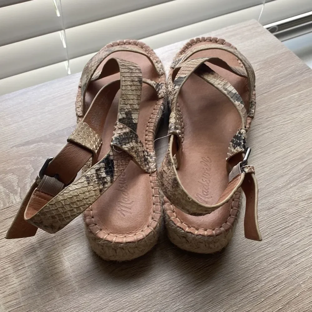 NWOT. Madewell Malia Snakeskin Espadrilles